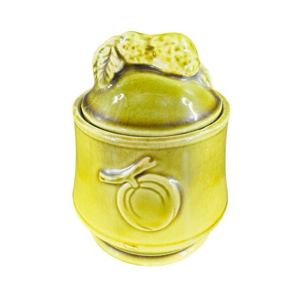 Vintage Ceramic Olive Green Sugar Bowl Creamer Fruit Veggies Made Japan Set - Picture 4 of 16